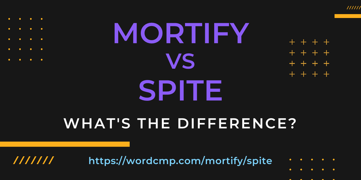 Difference between mortify and spite