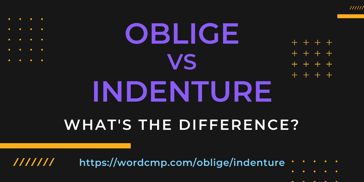 Difference between oblige and indenture