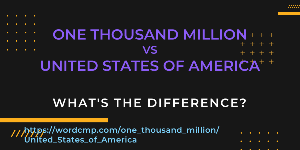 Difference between one thousand million and United States of America