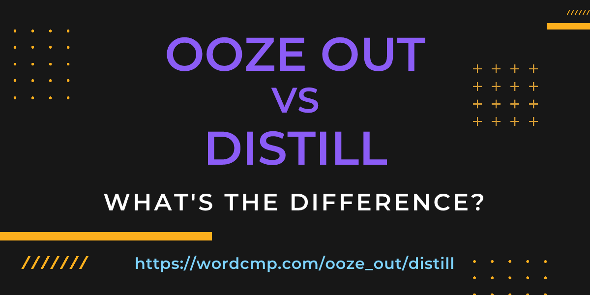 Difference between ooze out and distill
