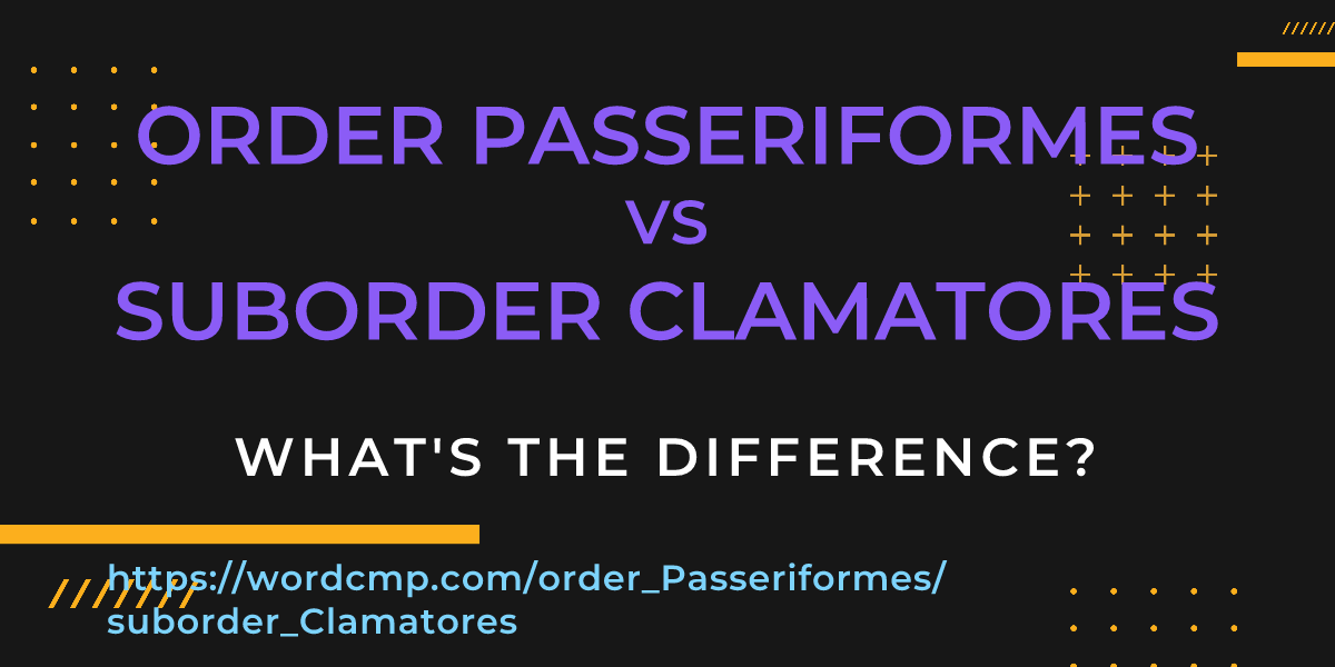 Difference between order Passeriformes and suborder Clamatores