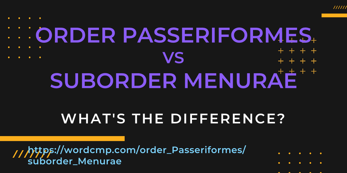 Difference between order Passeriformes and suborder Menurae
