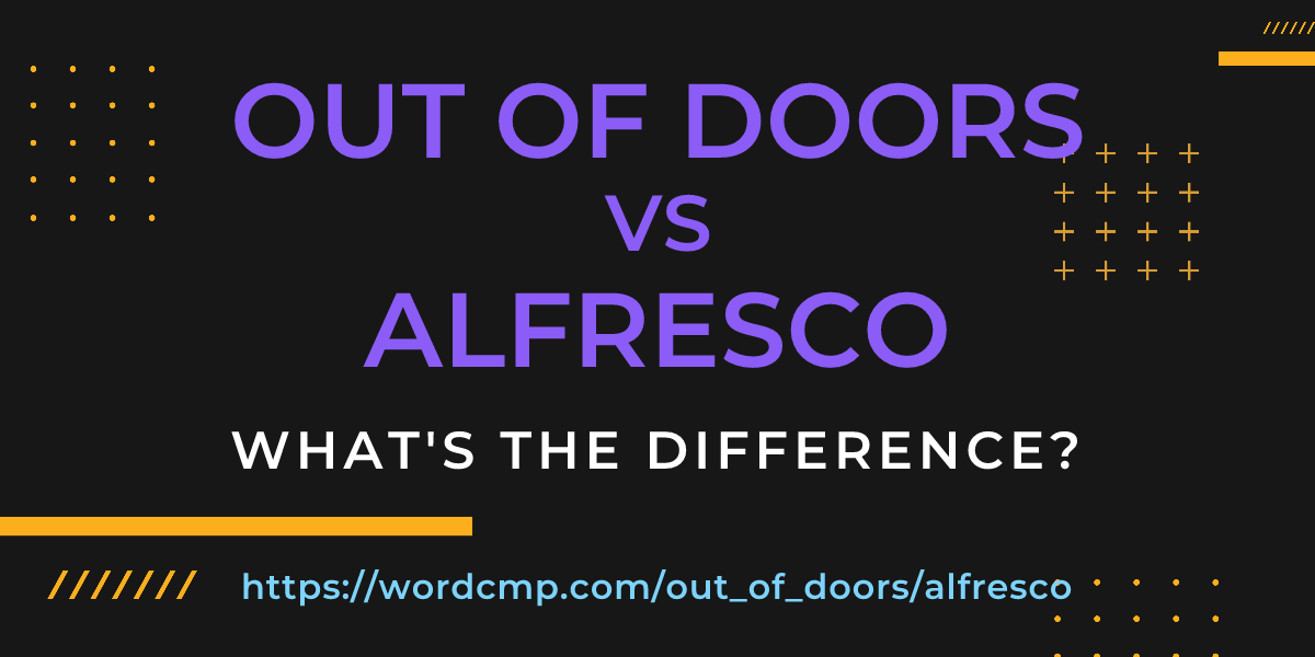 Difference between out of doors and alfresco