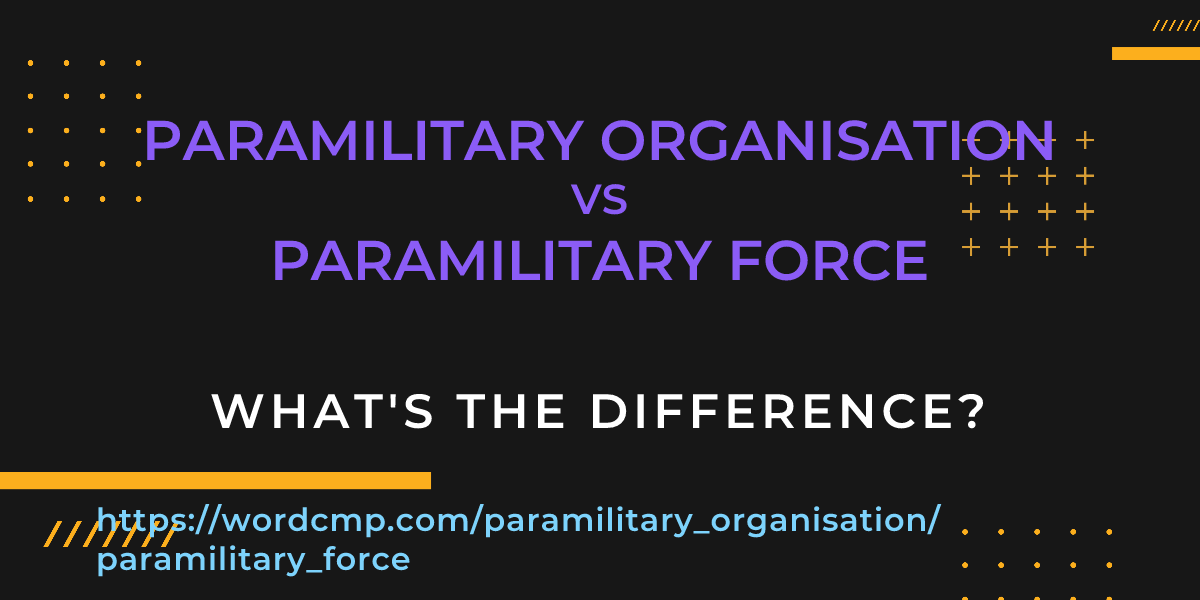 Difference between paramilitary organisation and paramilitary force