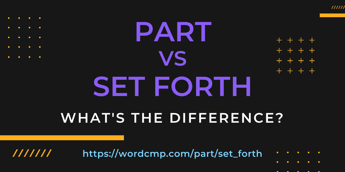 Difference between part and set forth