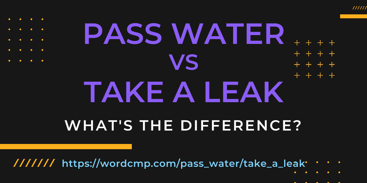 Difference between pass water and take a leak