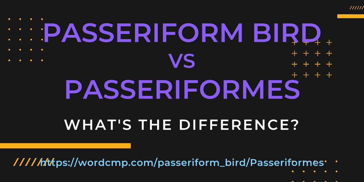 Difference between passeriform bird and Passeriformes