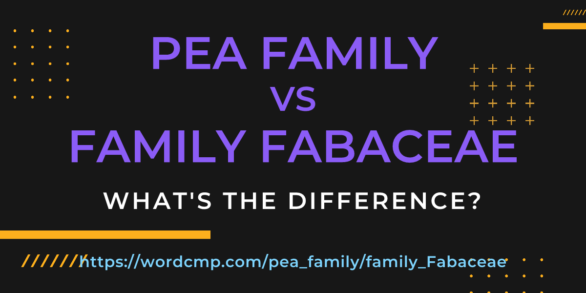 Difference between pea family and family Fabaceae