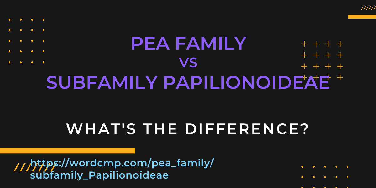 Difference between pea family and subfamily Papilionoideae