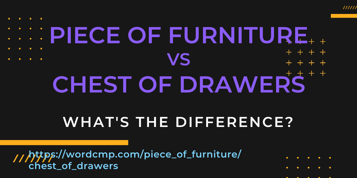 Difference between piece of furniture and chest of drawers