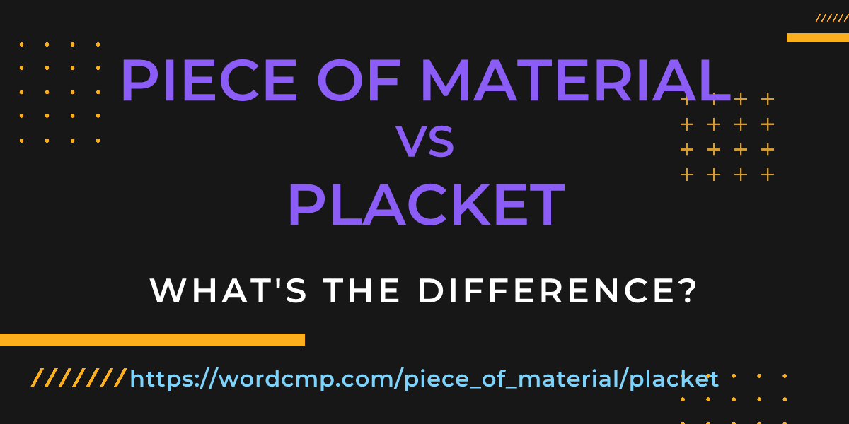 Difference between piece of material and placket
