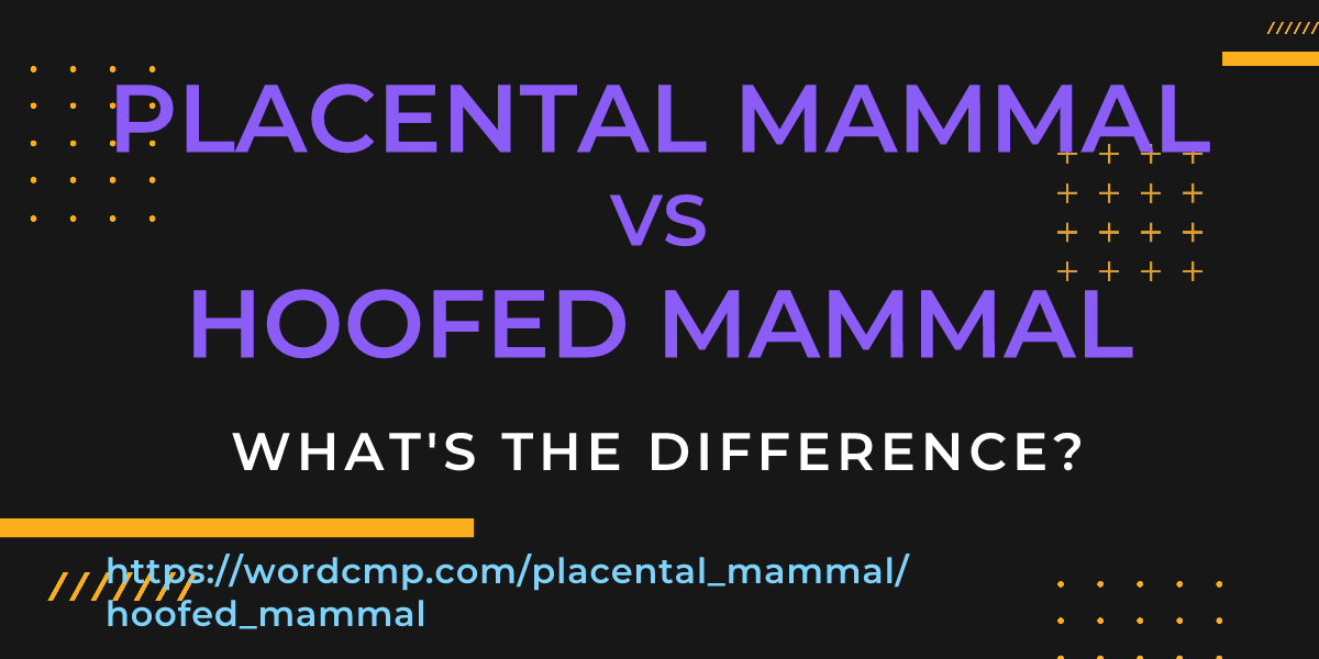 Difference between placental mammal and hoofed mammal