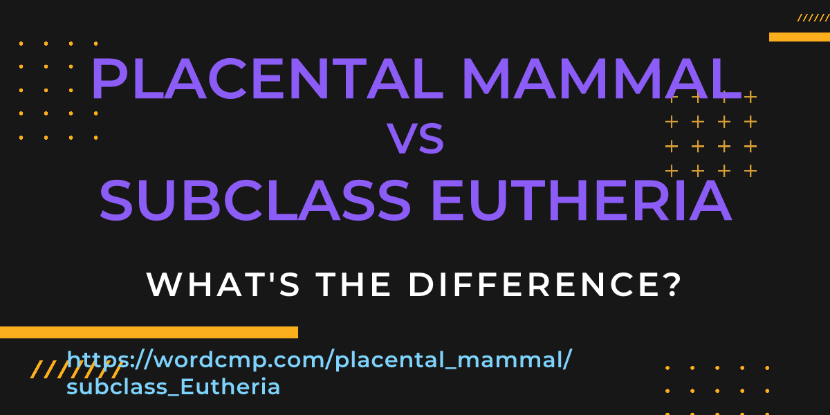 Difference between placental mammal and subclass Eutheria