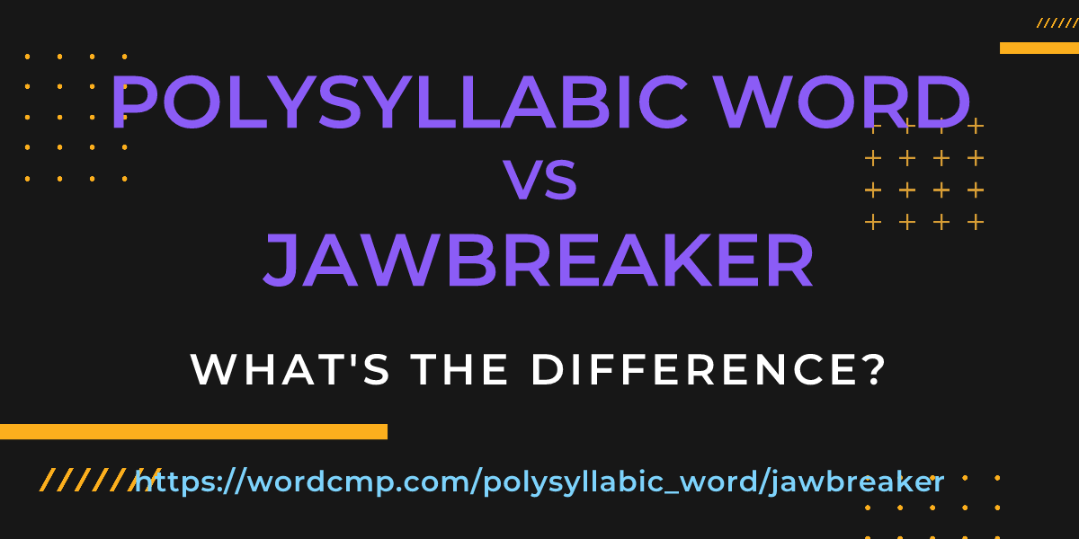 Difference between polysyllabic word and jawbreaker