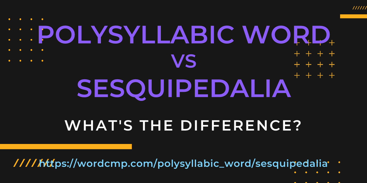 Difference between polysyllabic word and sesquipedalia