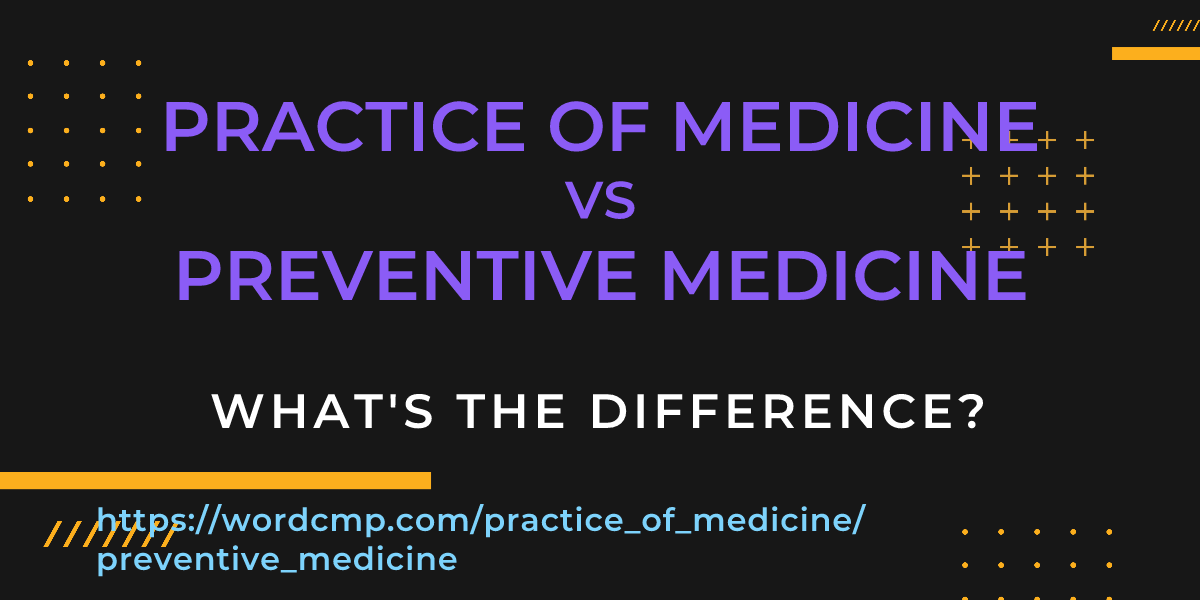 Difference between practice of medicine and preventive medicine