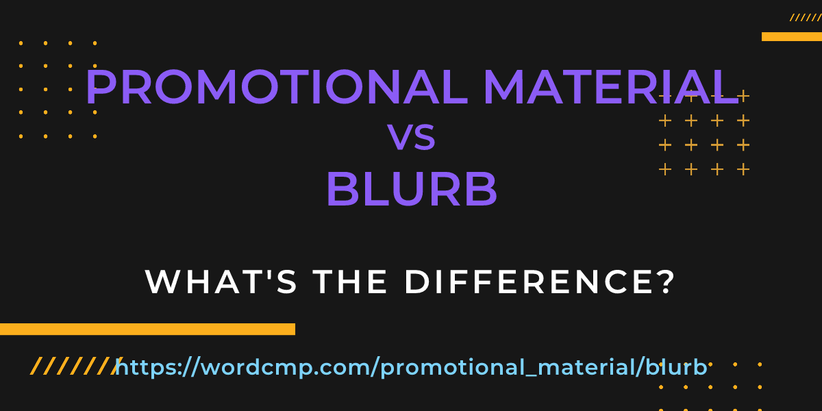 Difference between promotional material and blurb