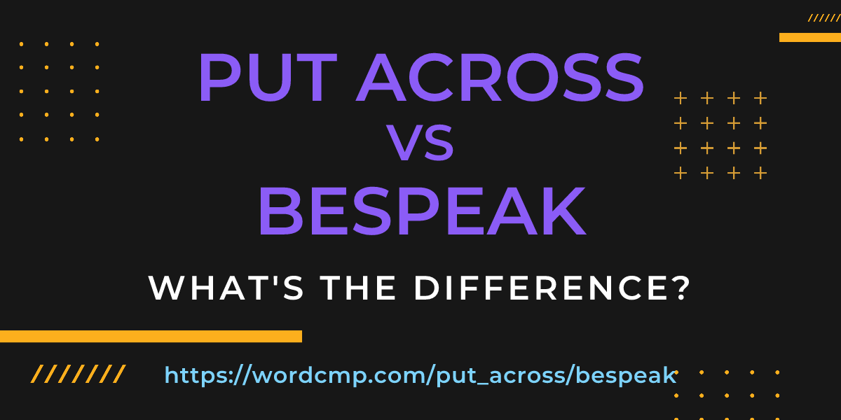 Difference between put across and bespeak