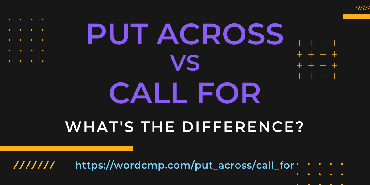 Difference between put across and call for