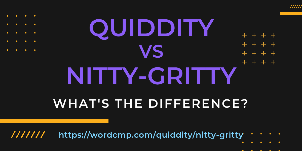 Difference between quiddity and nitty-gritty