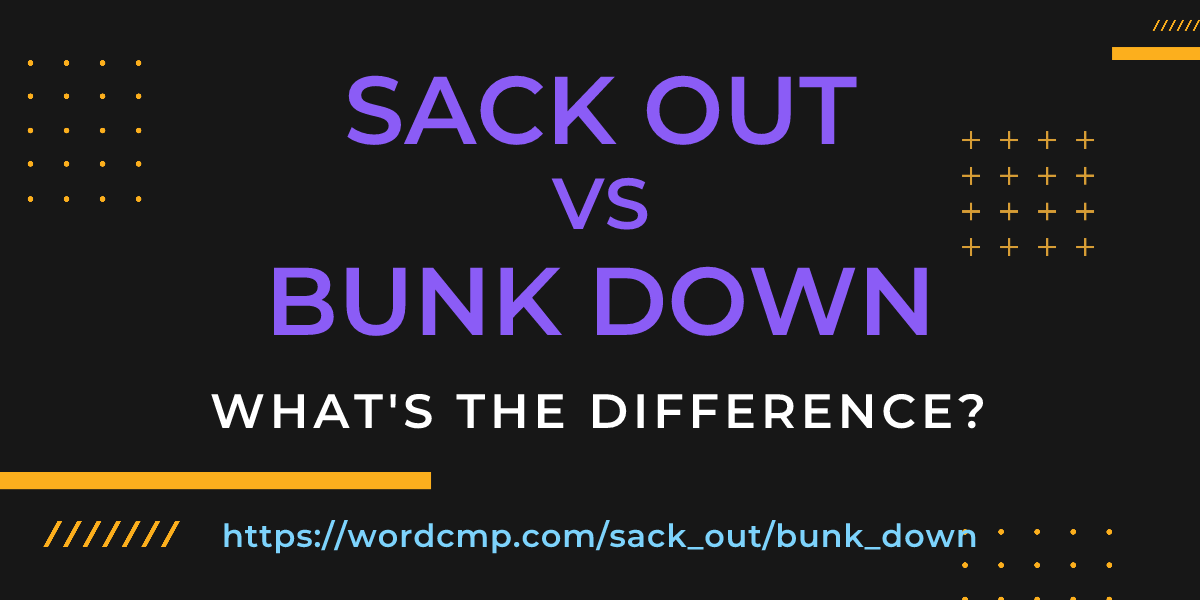 Difference between sack out and bunk down