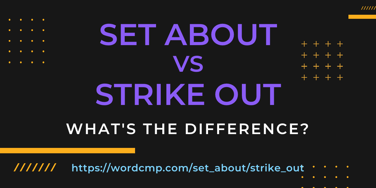 Difference between set about and strike out