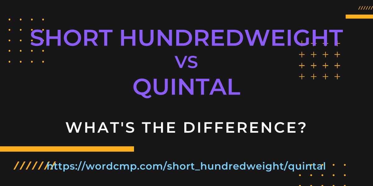 Difference between short hundredweight and quintal