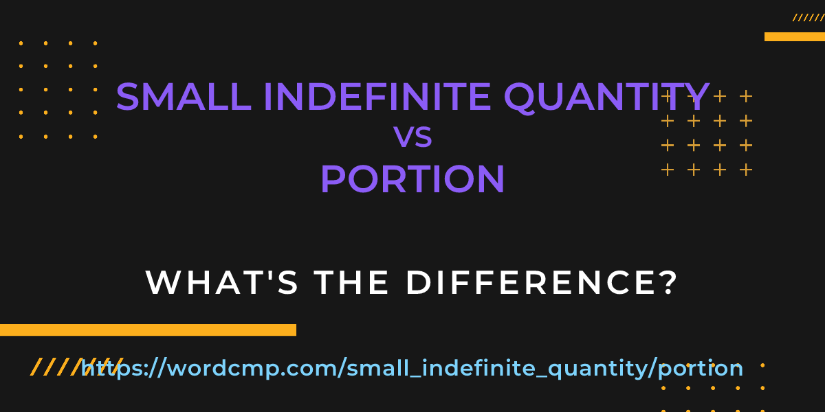 Difference between small indefinite quantity and portion