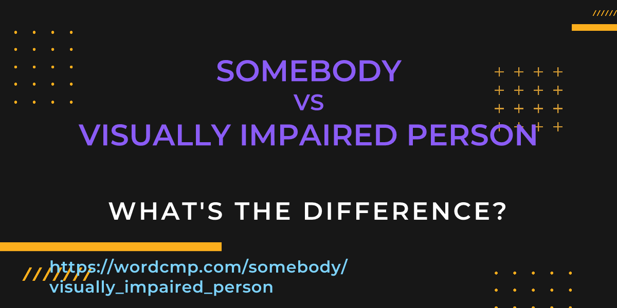 Difference between somebody and visually impaired person
