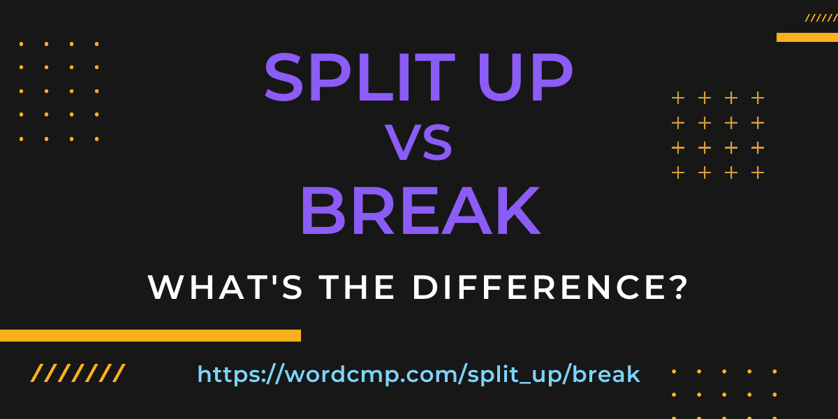 Difference between split up and break