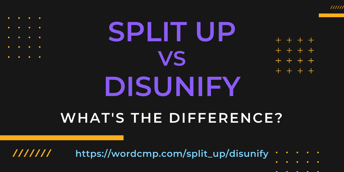 Difference between split up and disunify