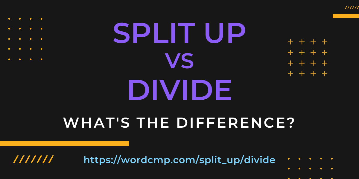 Difference between split up and divide