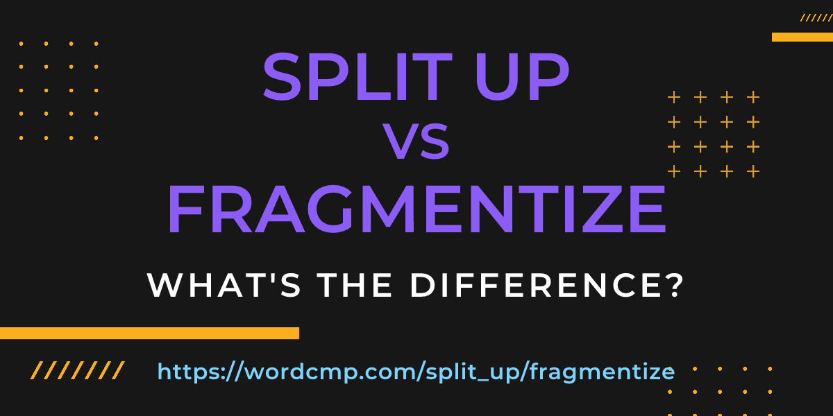Difference between split up and fragmentize
