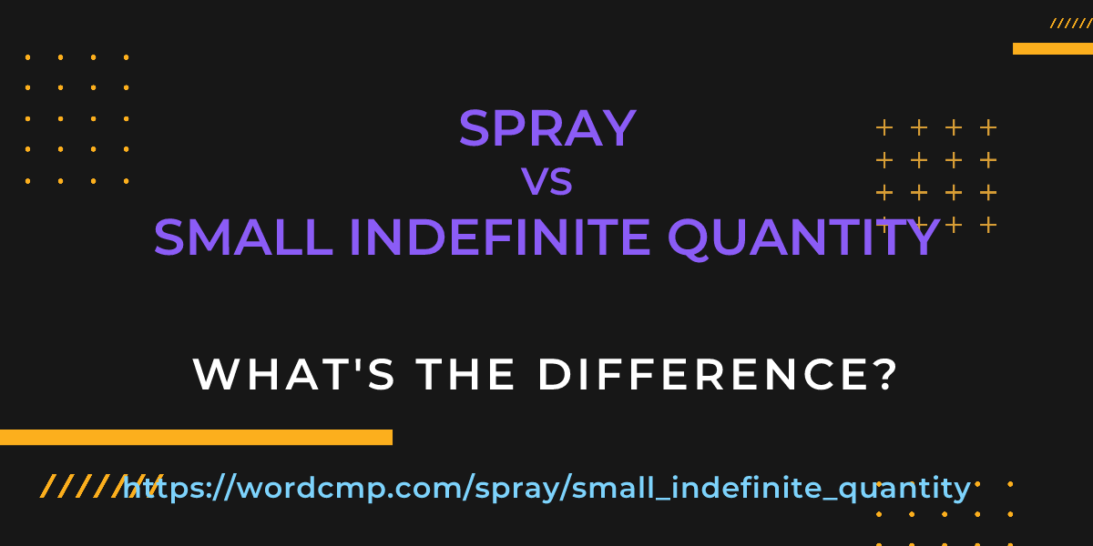 Difference between spray and small indefinite quantity