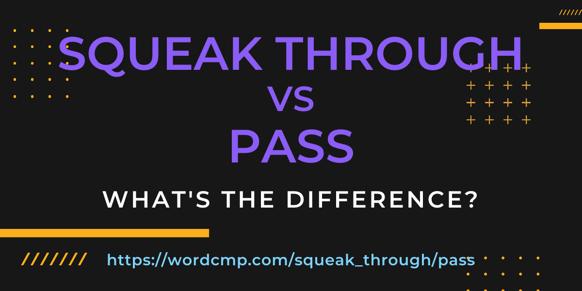 Difference between squeak through and pass