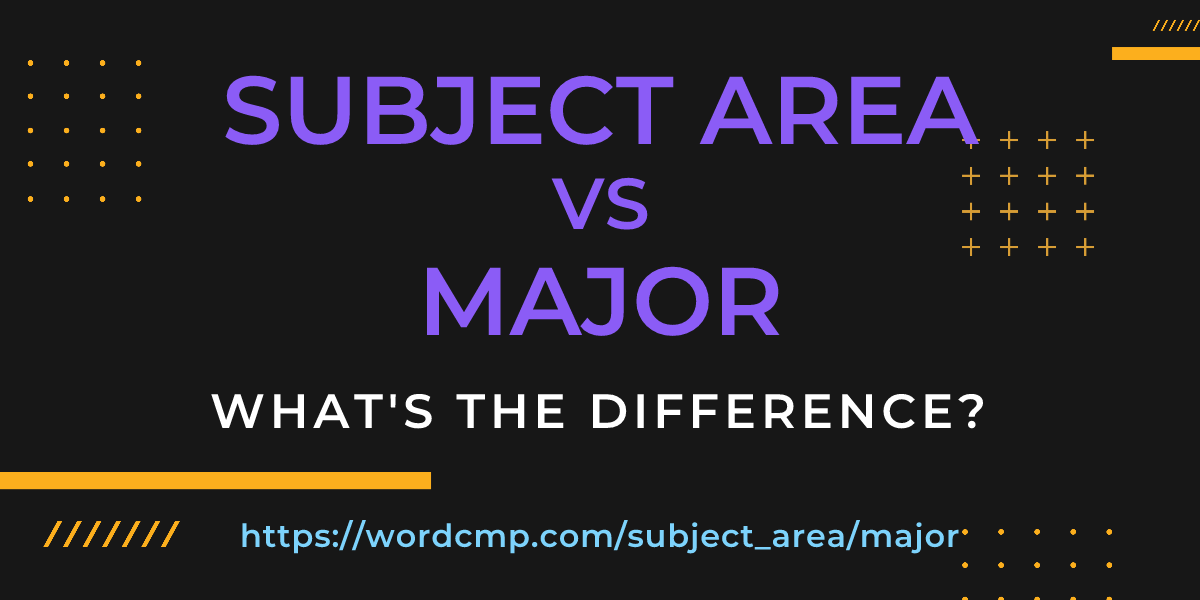 Difference between subject area and major