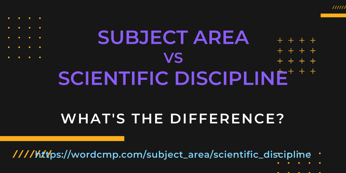 Difference between subject area and scientific discipline