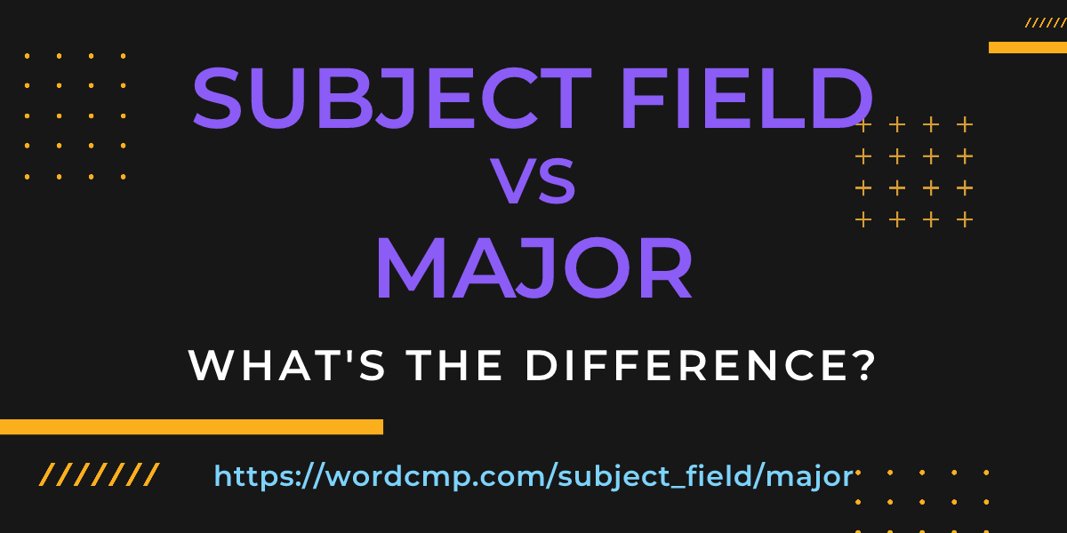 Difference between subject field and major
