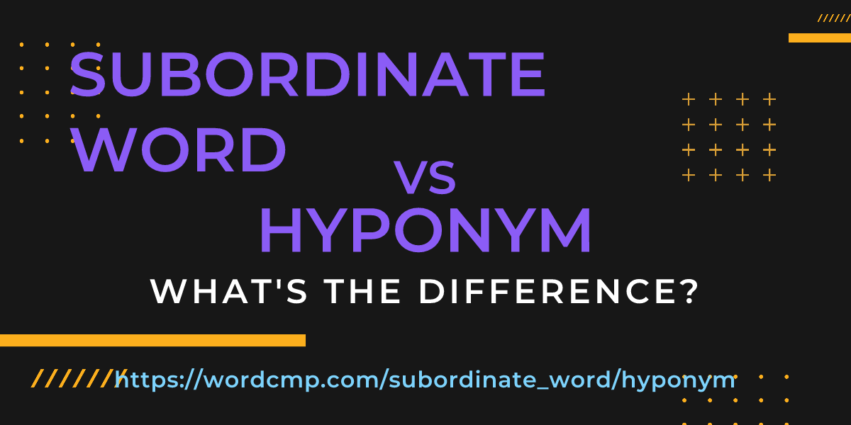 Difference between subordinate word and hyponym