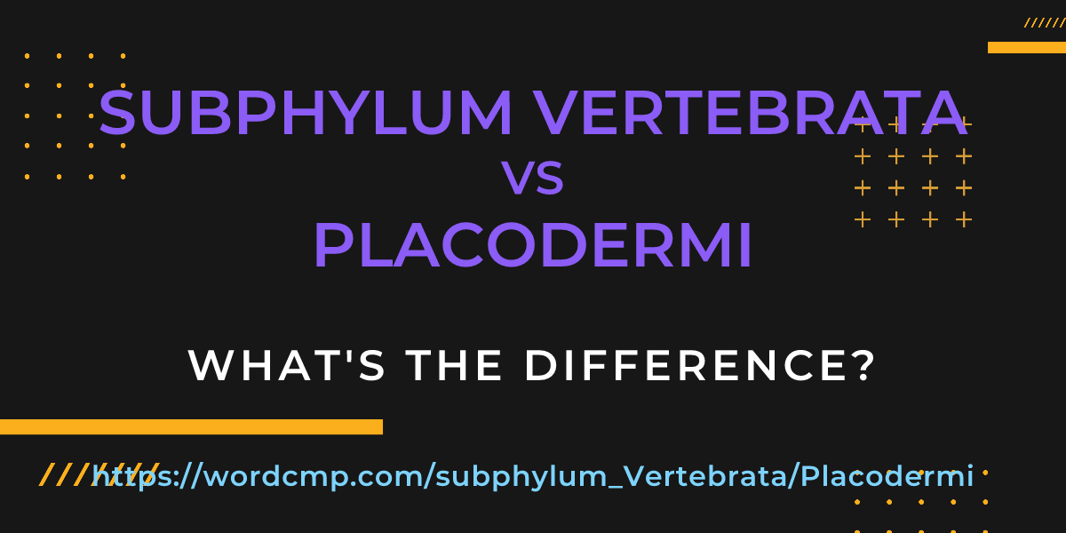 Difference between subphylum Vertebrata and Placodermi