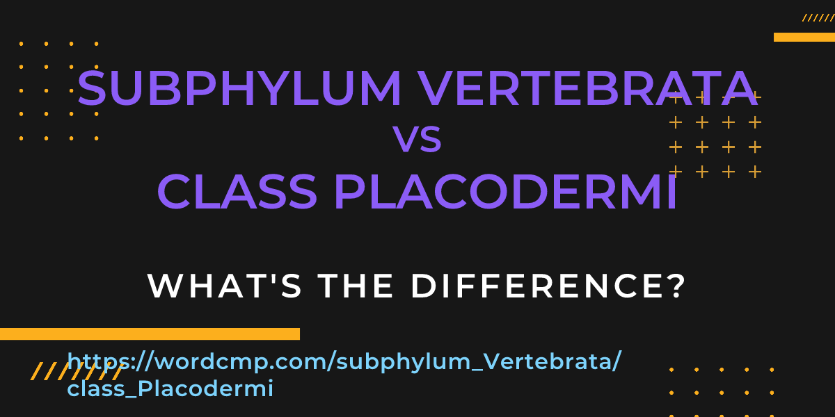 Difference between subphylum Vertebrata and class Placodermi