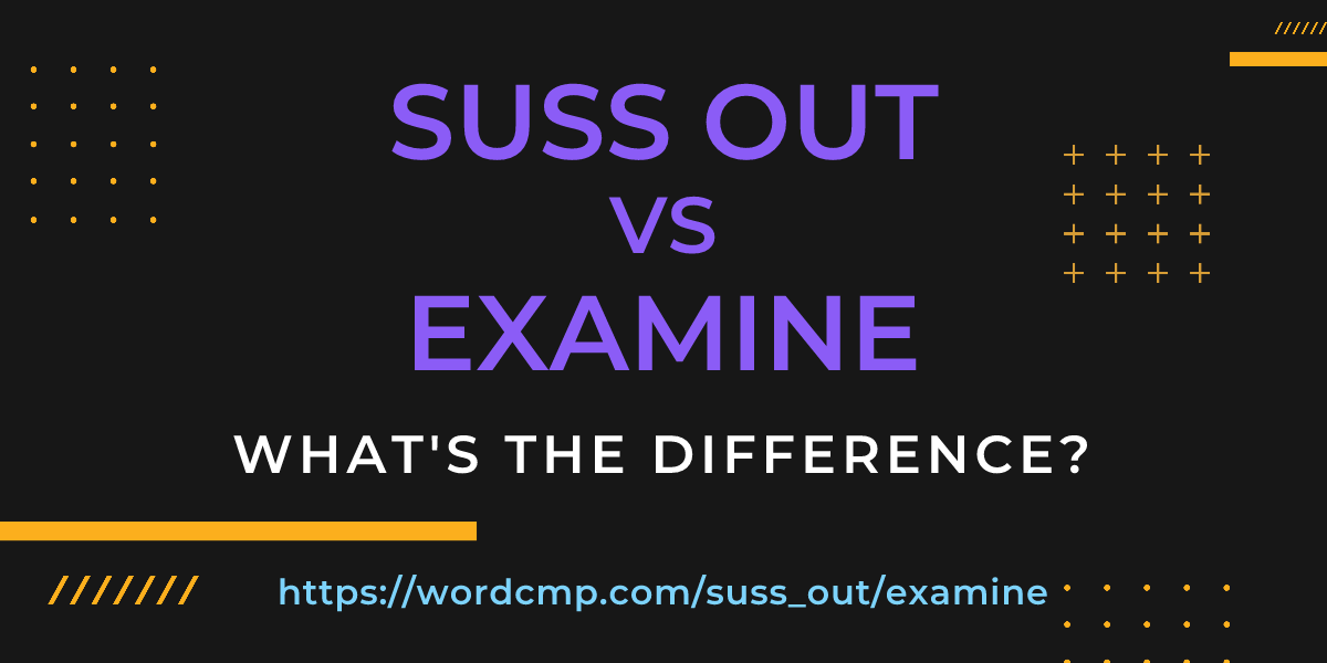 Difference between suss out and examine