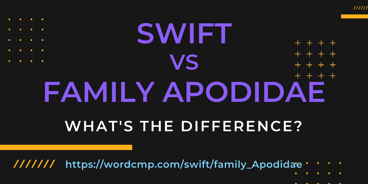 Difference between swift and family Apodidae