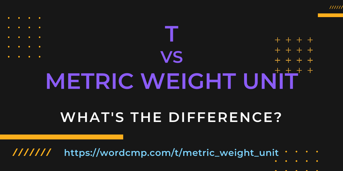 Difference between t and metric weight unit