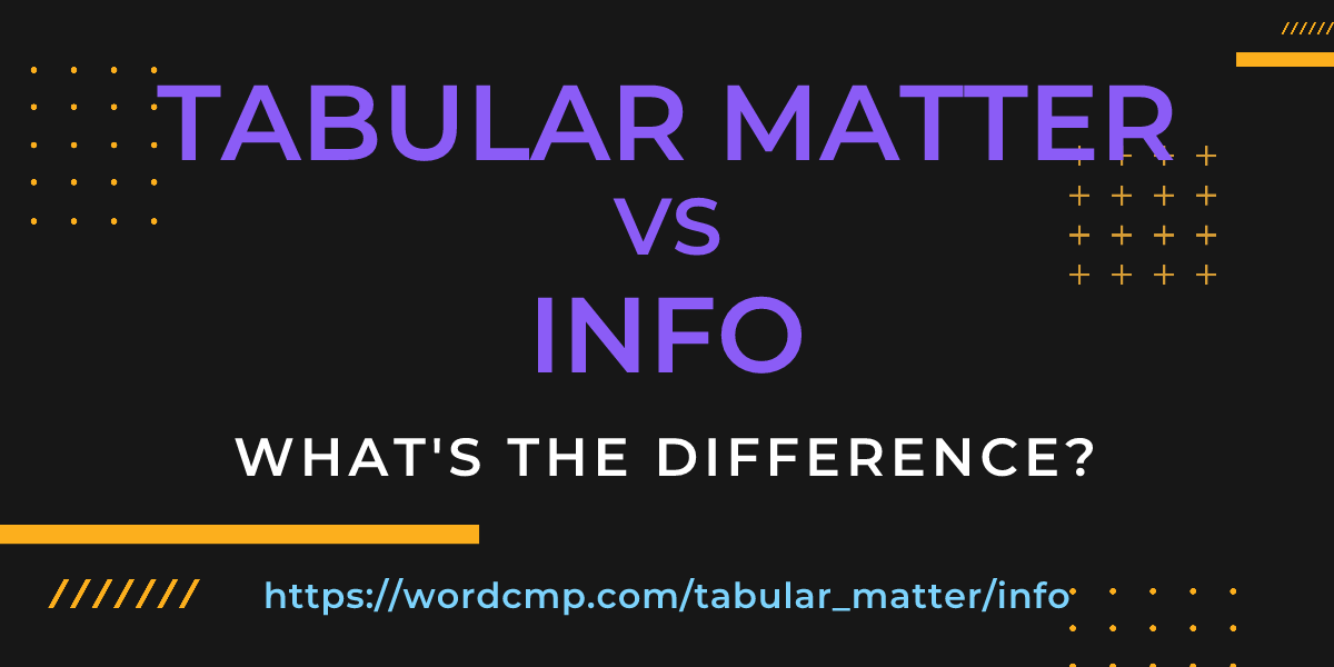 Difference between tabular matter and info
