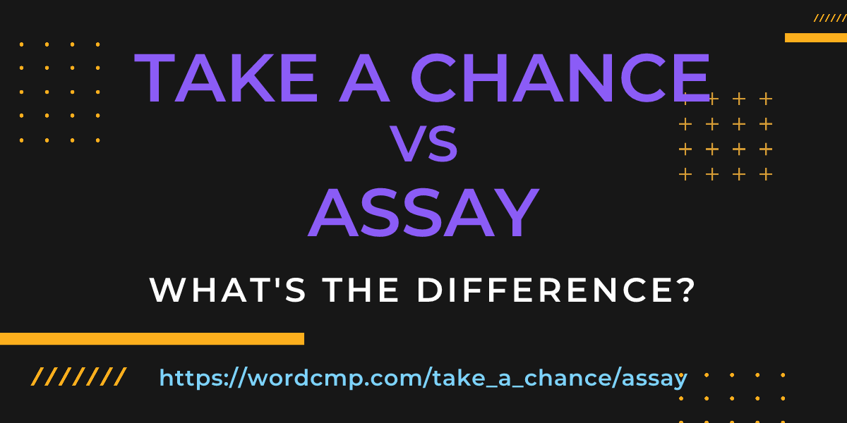 Difference between take a chance and assay