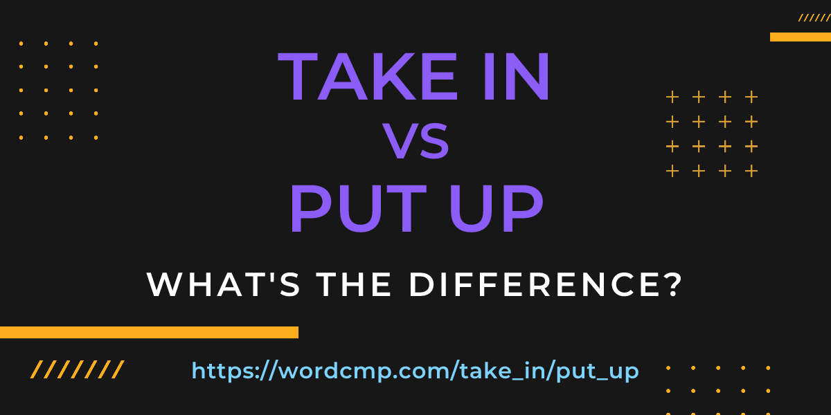 Difference between take in and put up