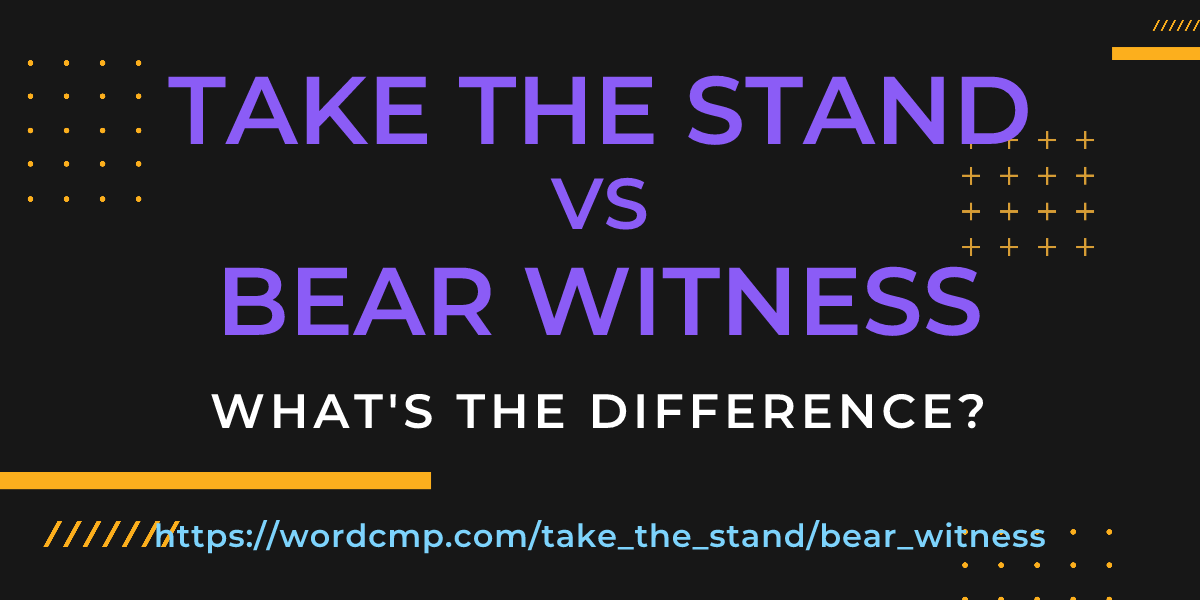 Difference between take the stand and bear witness