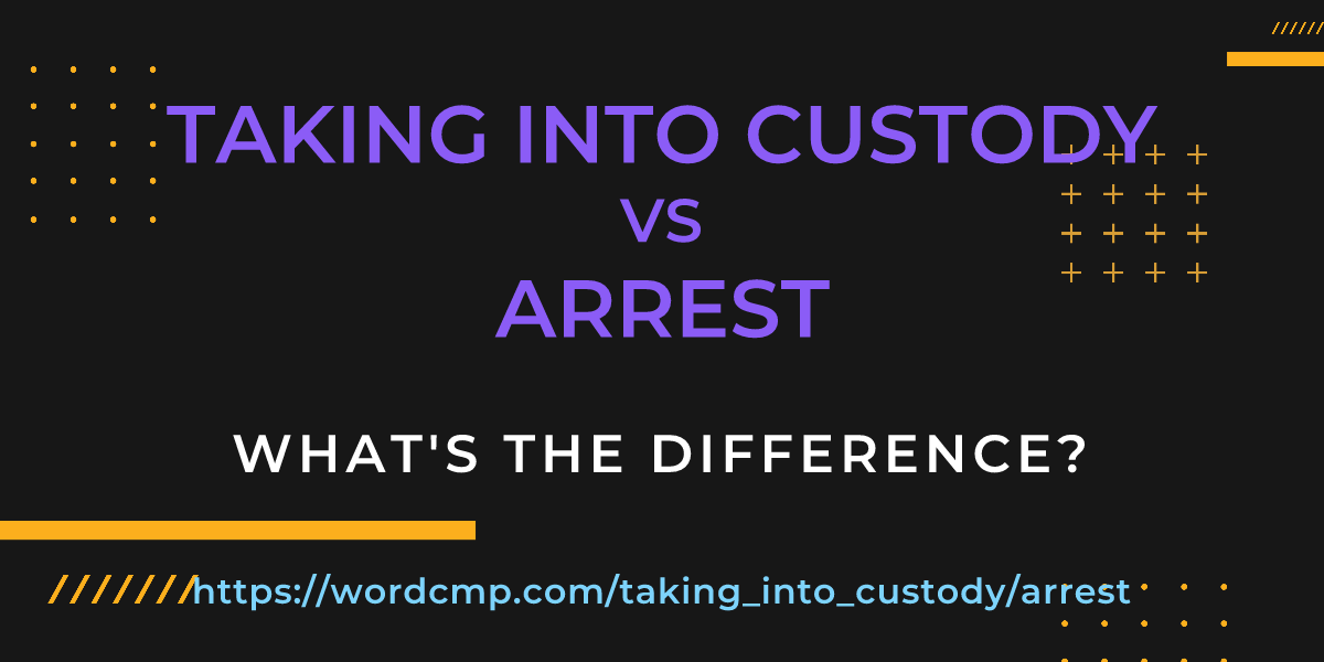 Difference between taking into custody and arrest