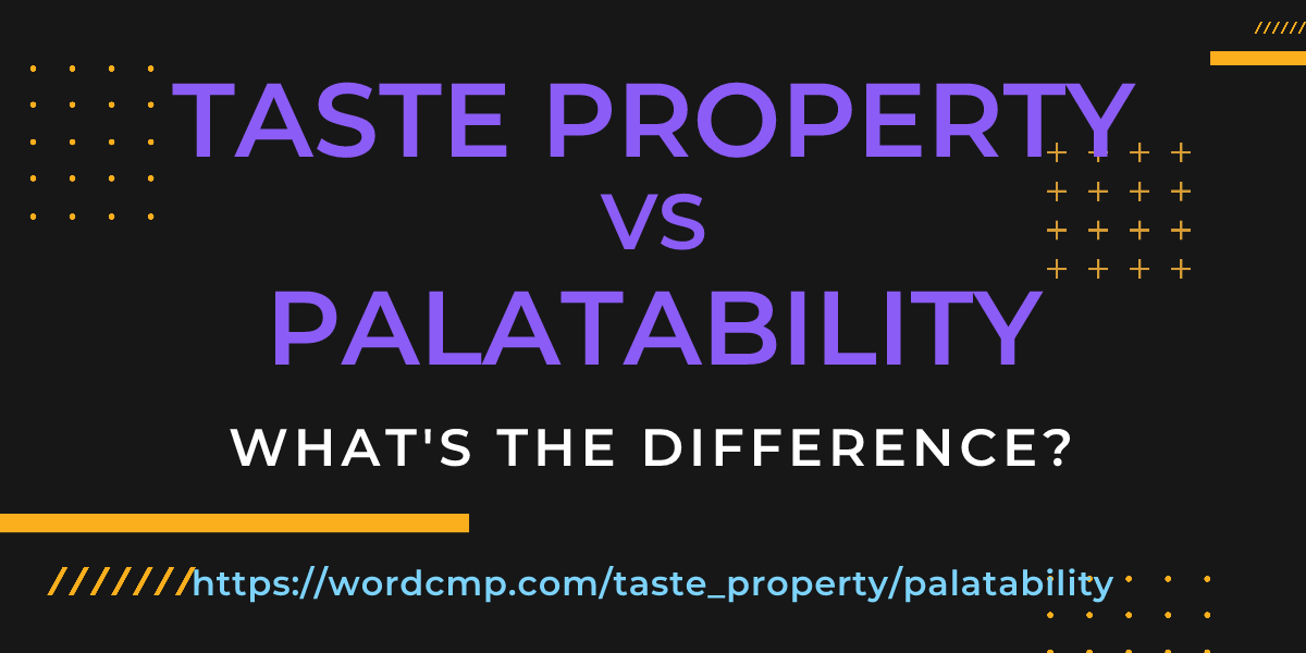 Difference between taste property and palatability